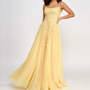 Say Yes Beaded Bodice Prom Dress, Yellow, Juniors Size 13/14